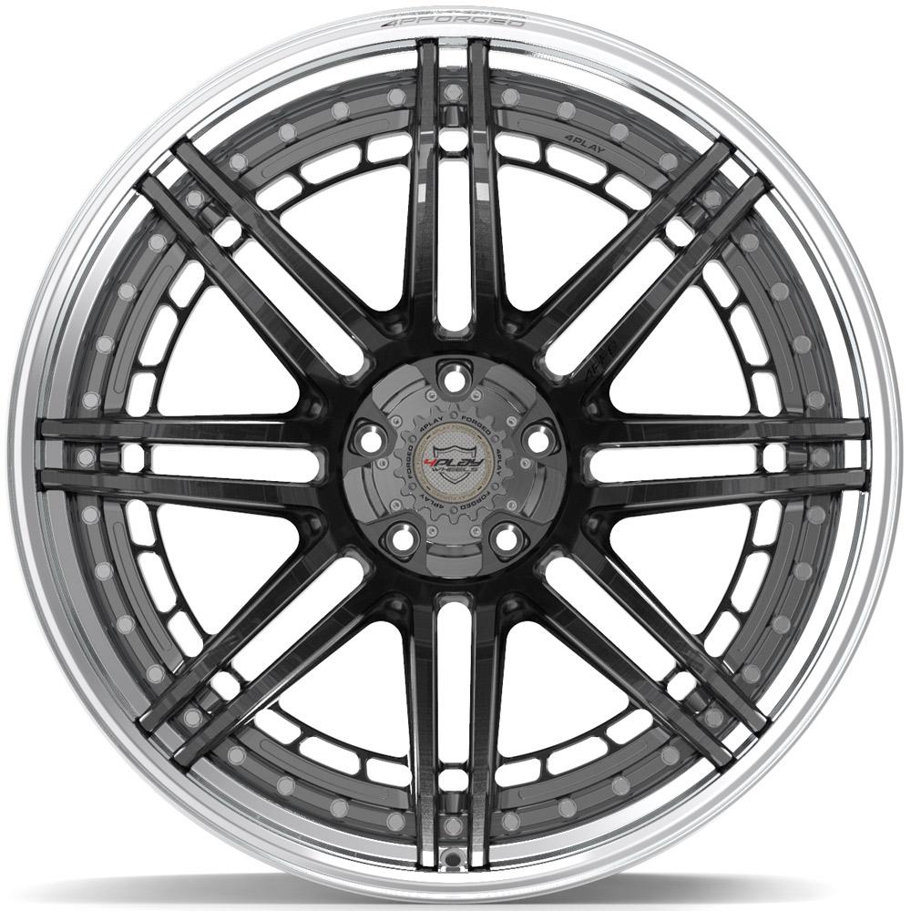 4PLAY-4PF8-Brushed-with-Tinted-Clear-Center-and-Polished-Barrel-Gunmetal-24x14-87-wheels-rims-felger-Felgkongen