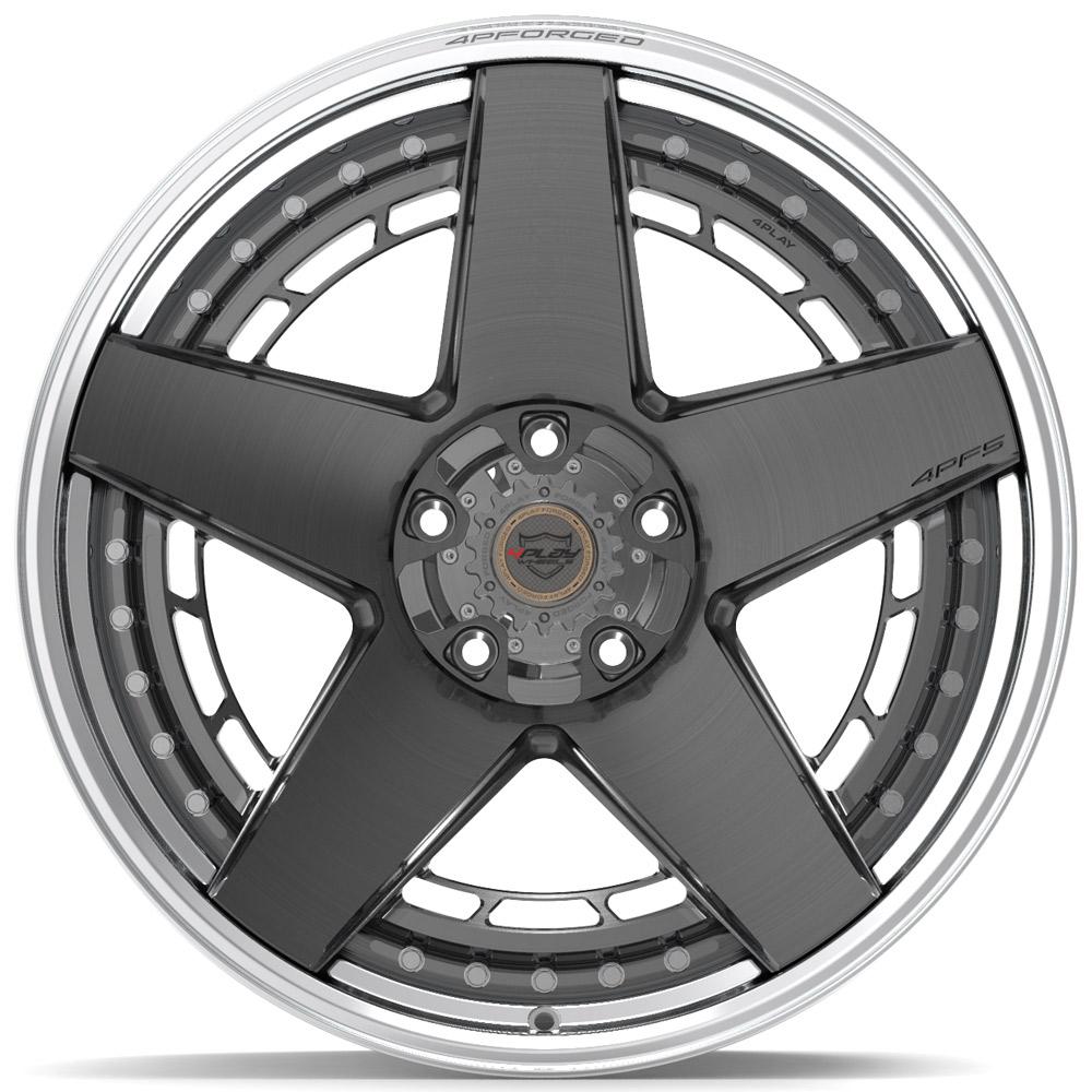 4PLAY-4PF5-Brushed-with-Tinted-Clear-Center-and-Polished-Barrel-Gunmetal-22x10-110-wheels-rims-felger-Felgkongen