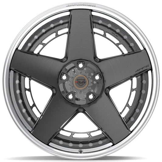 4PLAY-4PF5-Brushed-with-Tinted-Clear-Center-and-Polished-Barrel-Gunmetal-22x10-110-wheels-rims-felger-Felgkongen