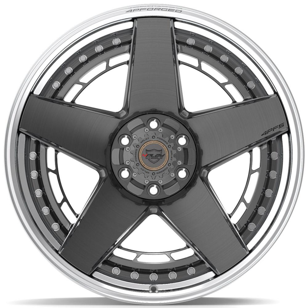 4PLAY-4PF5-Brushed-with-Tinted-Clear-Center-and-Polished-Barrel-Gunmetal-22x10-106-wheels-rims-felger-Felgkongen