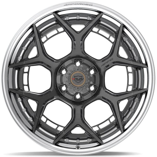 4PLAY-4PF6-Brushed-with-Tinted-Clear-Center-and-Polished-Barrel-Gunmetal-22x10-106-wheels-rims-felger-Felgkongen