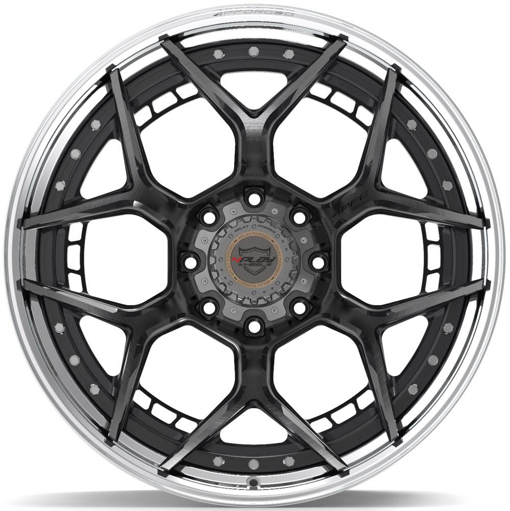4PLAY-4PF6-Brushed-with-Tinted-Clear-Center-and-Polished-Barrel-Gunmetal-24x14-124.1-wheels-rims-felger-Felgkongen