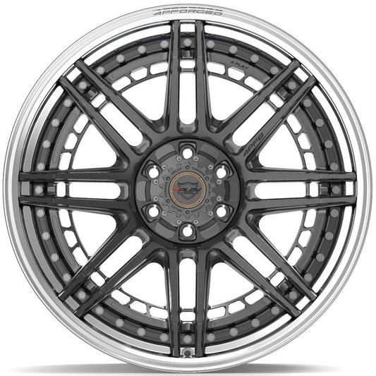 4PLAY-4PF8-Brushed-with-Tinted-Clear-Center-and-Polished-Barrel-Gunmetal-22x10-106-wheels-rims-felger-Felgkongen
