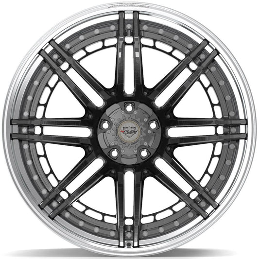 4PLAY-4PF8-Brushed-with-Tinted-Clear-Center-and-Polished-Barrel-Gunmetal-24x14-87-wheels-rims-felger-Felgkongen