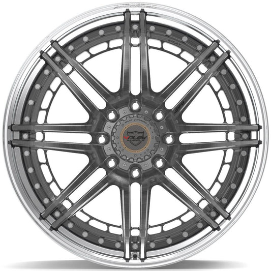 4PLAY-4PF8-Brushed-with-Tinted-Clear-Center-and-Polished-Barrel-Gunmetal-24x14-124.9-wheels-rims-felger-Felgkongen