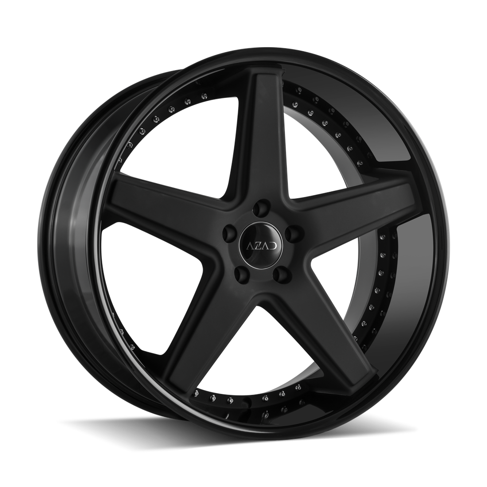 Azad-AZ008-Matte-Black-w/Gloss-Black-Lip-Black-20x10-73.1-wheels-rims-felger-Felghuset