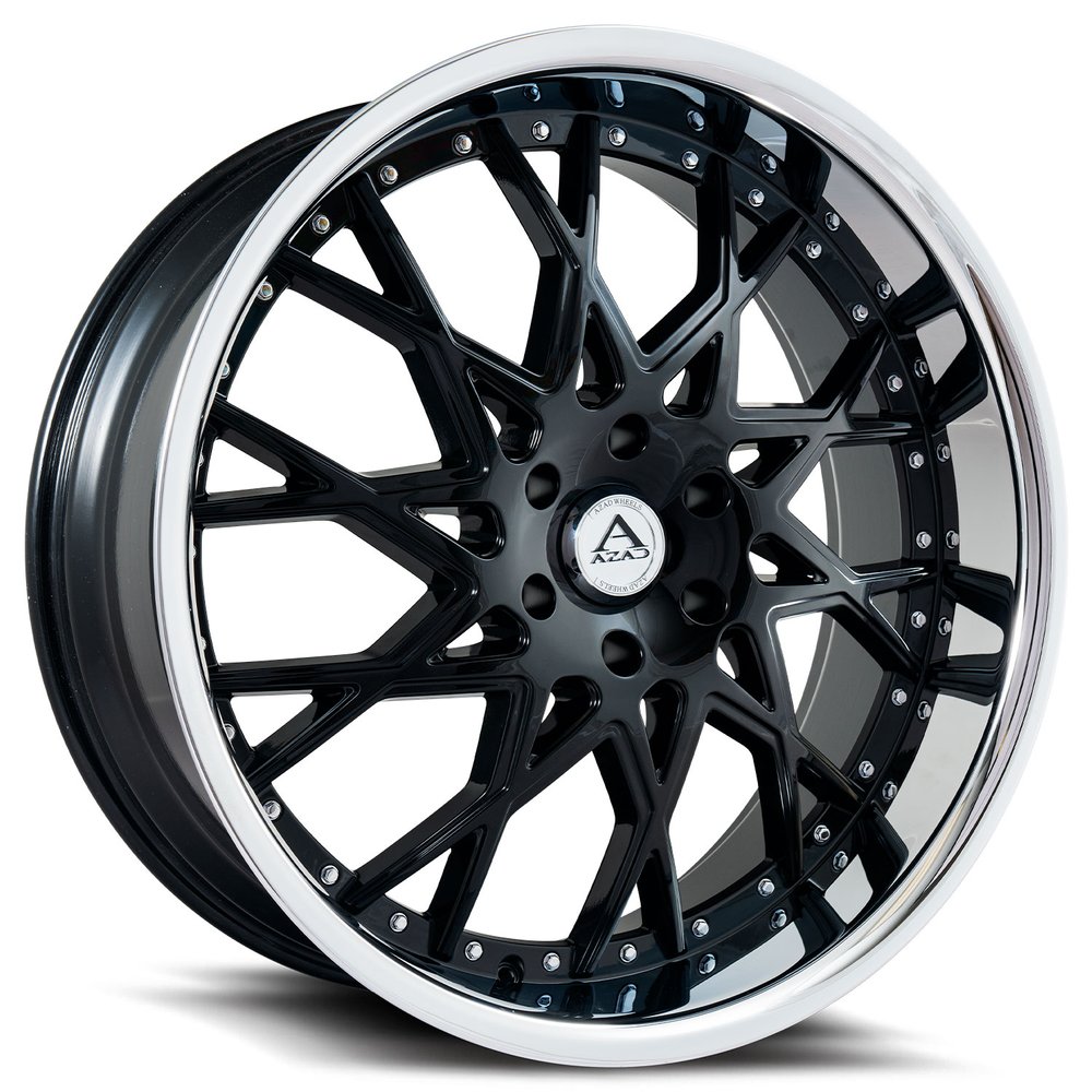 Azad-AZ822-Black-w/-Chrome-Lip-Black-22x9.5-78.1-wheels-rims-felger-Felghuset
