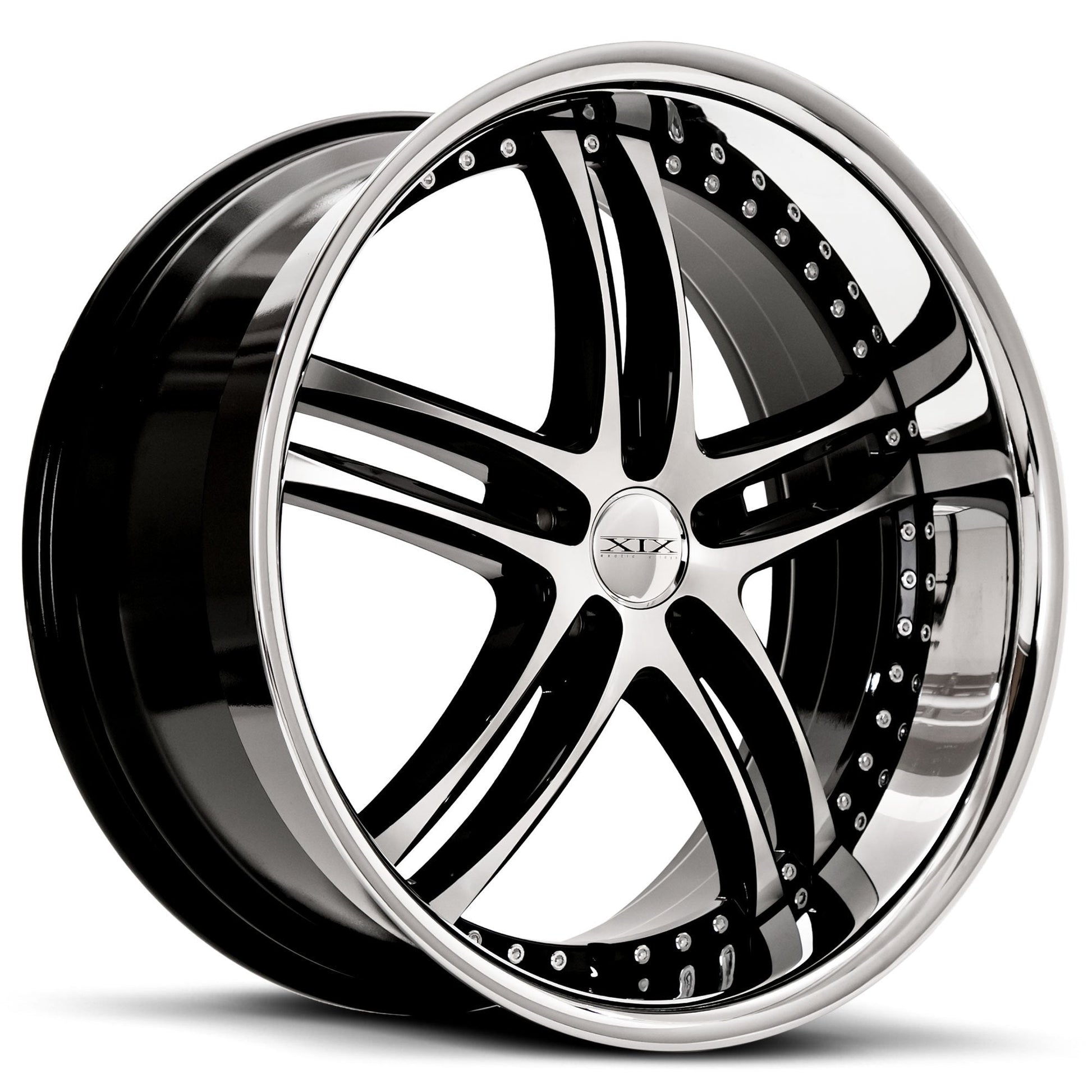 XIX-X15-Gloss-Black-Machined-with-Stainless-Steel-Lip-Black-22x9-72.56-wheels-rims-felger-Felgkongen